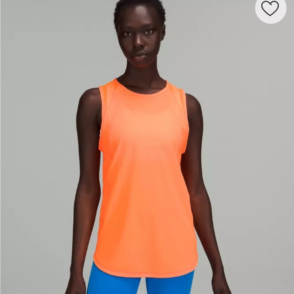 Lululemon Orange Sculpt Tank Top Back Vent Size 2